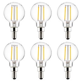 Sunlite LED G16.5 Filament Style Globe Light Bulb, 2.5 Watts (25W Equivalent), 250 lumens, Dimmable, Candelabra Base (E12), UL Listed, 5000K Daylight, 6 Count