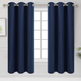 Diraysid Navy Blue Grommet Blackout Curtains for Bedroom Thermal Insulated Room Darkening Curtains Drapes, 42"x 63", 2 Panels