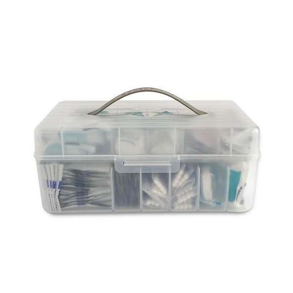 NINEWEEN Large Bandage Organizer with Lid, Plastic 2 Tiers Container