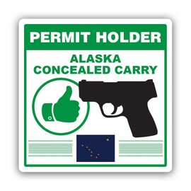 Alaska Concealed Carry Permit Holder CCW Sticker for Water Bottle Phone Tumbler Hard hat - Four Pack