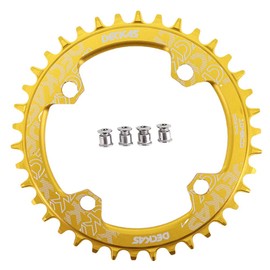 DJC Bike Chainring 104mm BCD Round/Oval MTB 104BCD 7/8/9/10/11/12 speed Narrow Wide Tooth Aluminum 7075 Super Lightweight 30T 32T 34T 36T 38T 40 42 DH XC Trail Fat Bike ebike (4# Round Golden, 32T)
