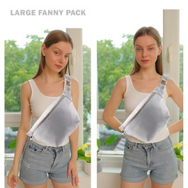 YogoRun - Bolsa cruzada de nailon resistente al agua para la cintura con aprobación del estadio, Gris, Large, Internacional