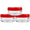 (Quantity: 25 Pieces) Beauticom 5G/5ML Round Clear Jars with RED