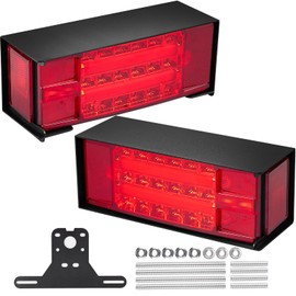 Hifybaty LED Trailer Lights Kit - Submersible Rectangular Trailer Tail Light Kit with Metal Box, Utility Brake Stop Turn License Trail Lights for Boat Trailer RV Truck Camper Tractors Canoes