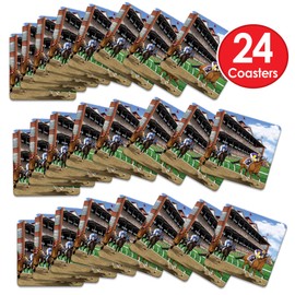 Beistle 24 Piece 3.25" Square Horse Drink Coasters for Equestrian Themed Race Day Party Supplies, 3.25" x 3.25", Multicolored