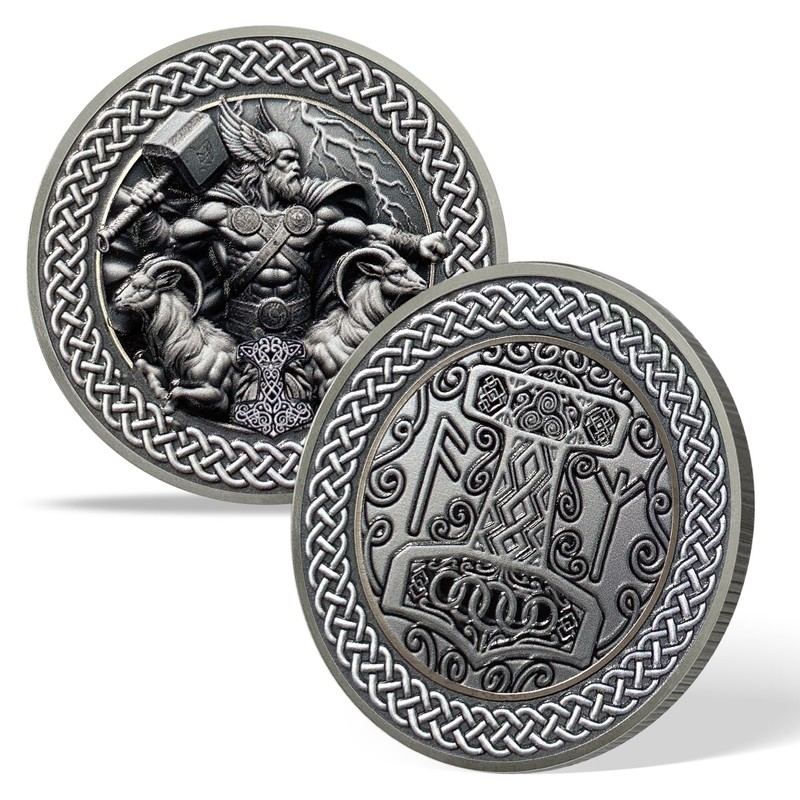 Thor Double Ram Viking Coin Gifts Set | Norse Mythology