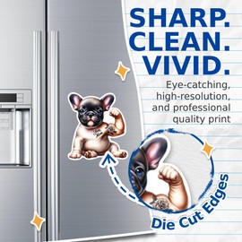 (2 Pack) Love Mom French Bulldog Magnets - Cute Frenchie French Bull Dog Magnet - 5" On Longest Side - Premium Magnet - for Cars, Refrigerators, Toolboxes, Lockers - Made in USA - MAG0555