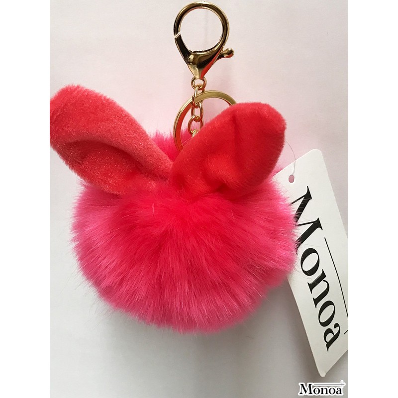 Monoa Women's Key Holder, Accessories, Cute, Rabbit Ears, Fake Fur