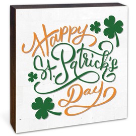 St Patricks Day Decorations, Irish Decor, Irish Gifts for Women Friends, St Patricks Day Wooden Blocks Sign, Farmhouse Home Office St Patrick's Day Table Decorations, 5x5 Inches-A07