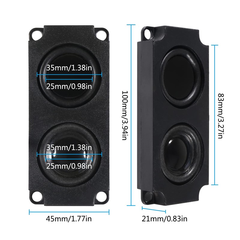 ATNSINC 3PCS 8 Ohm 5 Watt Double Cavity Mini Speaker