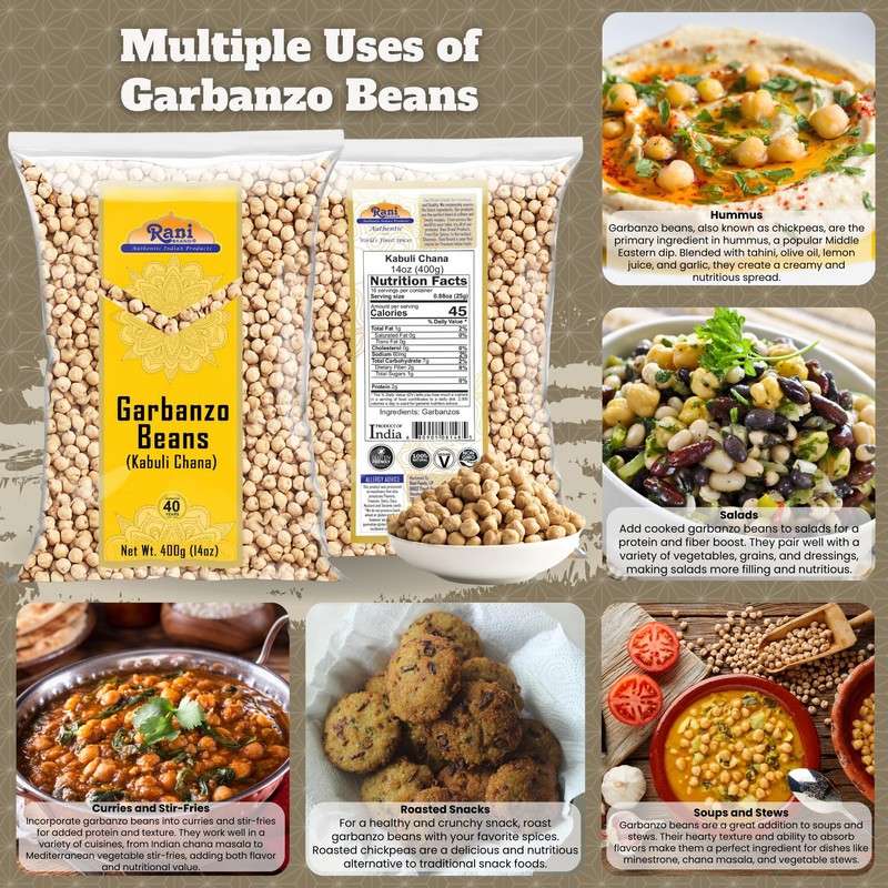 Rani Garbanzo Beans (Kabuli Chana) 14oz (400g) ~ All Natural