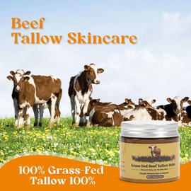Beef Tallow Skincare, Organic Tallow and Honey Balm Face, Beef Tallow Face Cream with 100% Grass-Fed Ingredients, Natural Hydration Deep Moisturizer for Sensitive & Dry Skin, Face & Body, 3.52 O