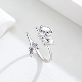 StoryMidir Pig Gifts 925 Sterling Silver Pig Ring Open Adjustable Animal Ring Pig Jewelry for Women Pig Lovers