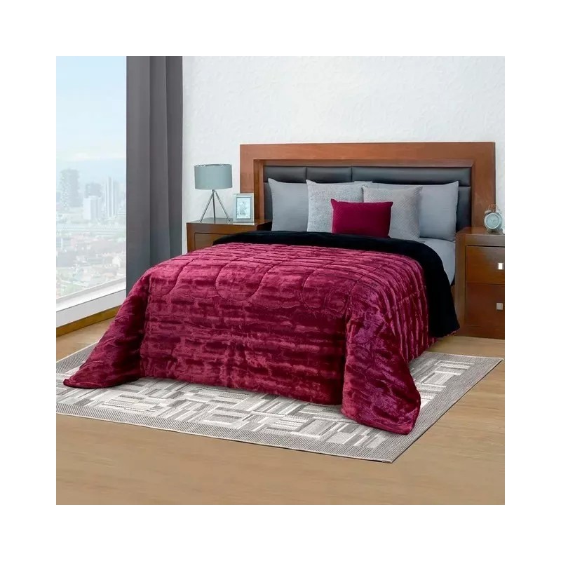 Colchas Elefantito Cobertor Borrega Mink King Size Vino Burdeos