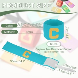 YELARXI Soccer Captain Armband, Football Armband Elastic Adjustable Player Bands Anti-Slip Badge- Fitting for (Adult/Youth - Football - Basketball - Team Sport) 6 Pack & Multicolor
