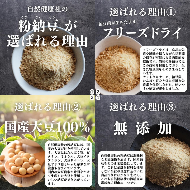 自然健康社 粉納豆 100g×2個 粉末 納豆 粗挽き 無添加