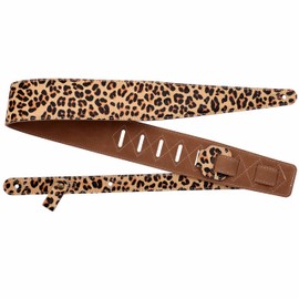 Nefelibata Guitar Strap 2.5" Leopard print Horsehair Leather Adjustable Guitar Straps with Foam Padding for Bass, Electric, and Acoustic Guitars
