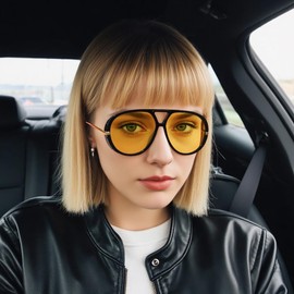 FEISEDY Oversized Aviator Sunglasses With Earring Design for Women Large Big Frame Luxury Designer Shades for Ladies B0296