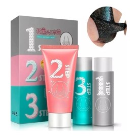 Kit 3 pasos para puntos negros y espinillas en nariz, limpia poros