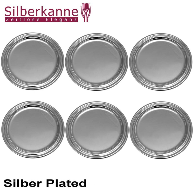 SILBERKANNE 6 Glass Plates Glass Coasters Inside 8 cm Outside