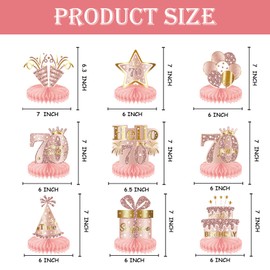 70th Birthday Decorations, Girls Birthday Party Supplies, Honeycomb Table Topper For Birthday Party Decorations, 18th Birthday Decorations Set for Girls (70TH)