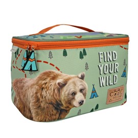 PERLETTI Children's Thermal Lunch Box with Forest Animals - Insulated Bread Bag for Little Girls Boys Made of Recycled Plastic - Primary School Nursery Travel Lunch Bag with Bag - 5L Eco (Bear)
