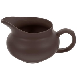 BESTonZON Milk Creamer Jug Ceramic Sauce Pitcher with Handle Coffee Syrup Jar Server Dipping Bowl Gravy Sauce Boat Creamer Pitcher Sauce Pitcher for Home Kitchen Brown