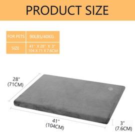 EMPSIGN Stylish Dog Bed Mat Dog Crate Pad Mattress Reversible (Cool & Warm), Water Proof Linings, Removable Machine Washable Cover, Firm Support Small to XX Large Dogs, Grey,XL(41''''*28''''*3'''')