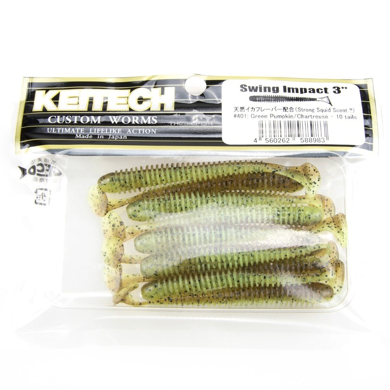 Keitech Swing Impact 3" Green Pumpkin/Chartreuse
