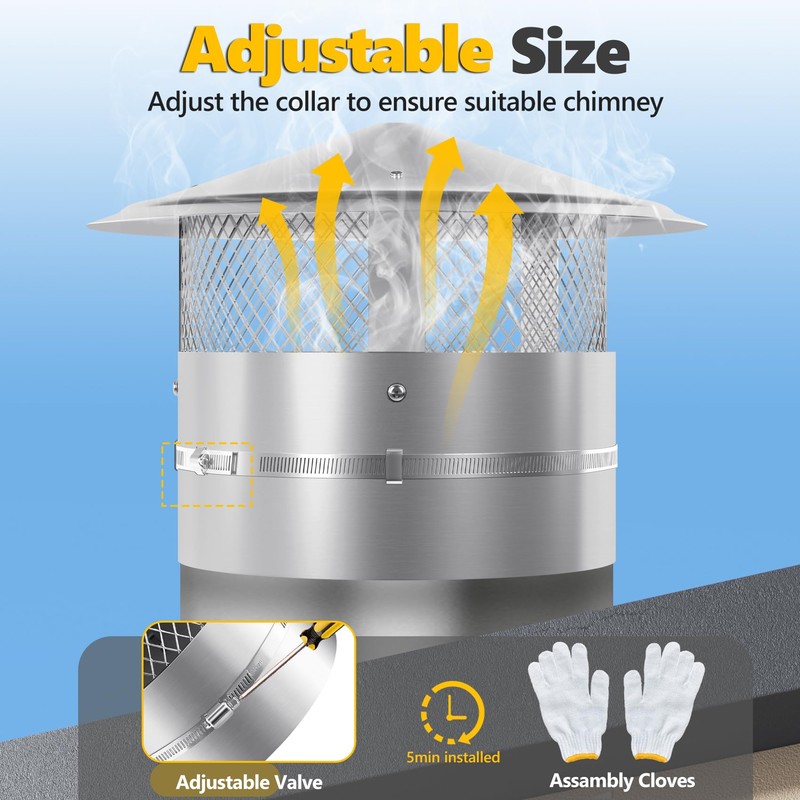 8 Inch Chimney Cap, 8" Stainless Steel Cone Top Chimney