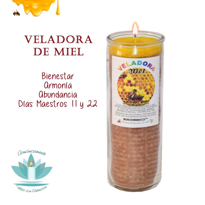 VELADORA DE MIEL | BIENESTAR, ARMONÍA VELA AROMÁTICA DE INTENCIÓN,