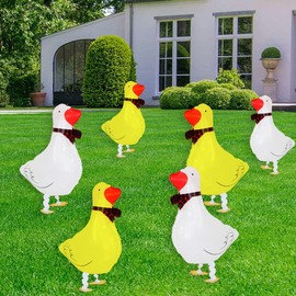 6pcs Duck Walking Farm Animal Balloons White Yellow Ducks Balloons for Kids Birthday Party Farm Theme Decorations