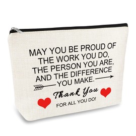 Thank You Gifts for Women Appreciation Gift Makeup Bag Inspirational Gift Thank You Gift for Employee Volunteer Nurse Teacher Coworker Friend Encouragement Gifts Thanksgiving Gift Cosmetic Bag Pouch