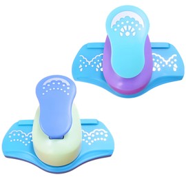 2 PCS Border Paper Punches, Decorative Edge Craft Punch with Dotted Lace & Half Circle Pattern, Scrapbooking Border Makers for DIY Cards & Albums, Heavy-Duty Fancy Border Punch Tool