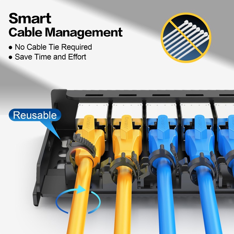 PBAEGAV Patch Panel 6 Port 0.5U with Inline Cat7 Keystone