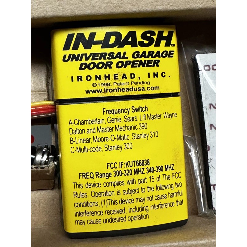 Ironhead, Inc. IN-DASH MOTORCYCLE Universal Garage Door Opener Model 4000