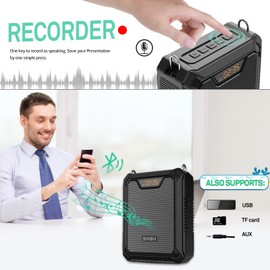 25W Bluetooth Voice Amplifier with Wired Microphone Headset and Speaker, Personal PA Speaker, Support Recording, Loop Playback- Ideal for Teachers, Outdoors, Tour Guides - M900