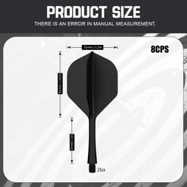 BFSYRR Dart Flights, Dart Flights and Stems, 8 Pack Black Dart Flights and Stems, All in One Dart Flights, Durable for Sports Field Use for Enhanced Durability and Precision