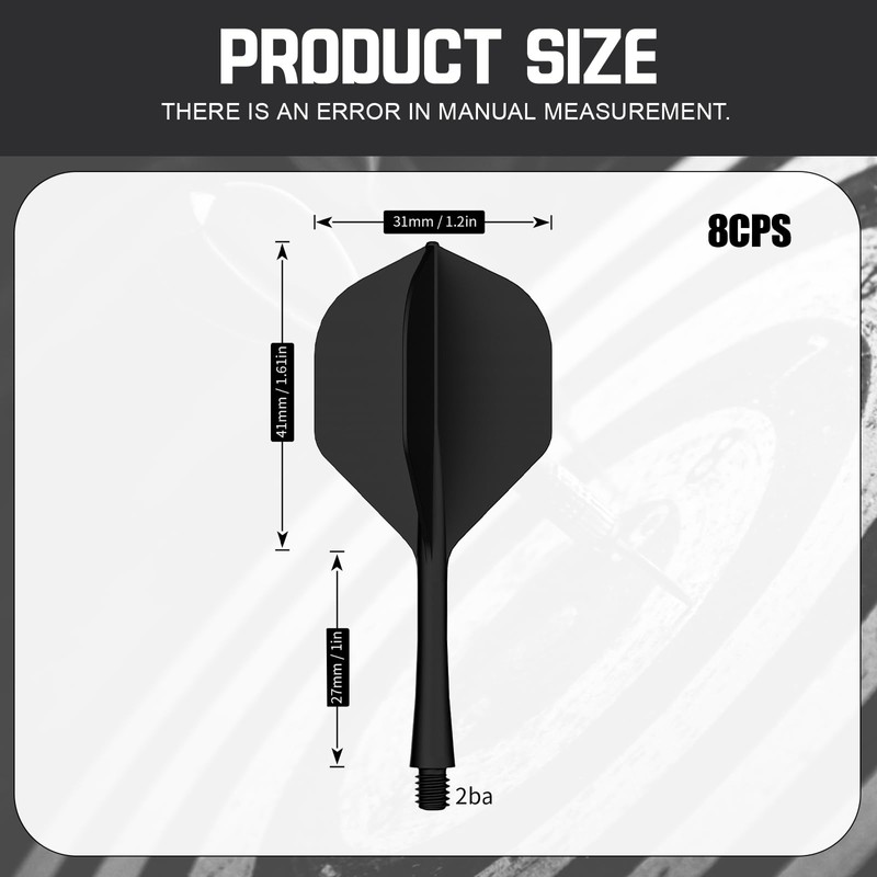 BFSYRR Dart Flights, Dart Flights and Stems, 8 Pack Black