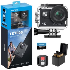 AKASO EK7000 4K30FPS 20MP Action Camera 98FT Waterproof Camera Ultra HD Underwater Camera Support External Microphone with 128GB microSDXC U3 Memory Card