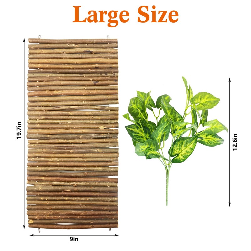 BNOSDM Large Reptile Hide Tortoise Hideout Bearded Dragon Wooden Bridge