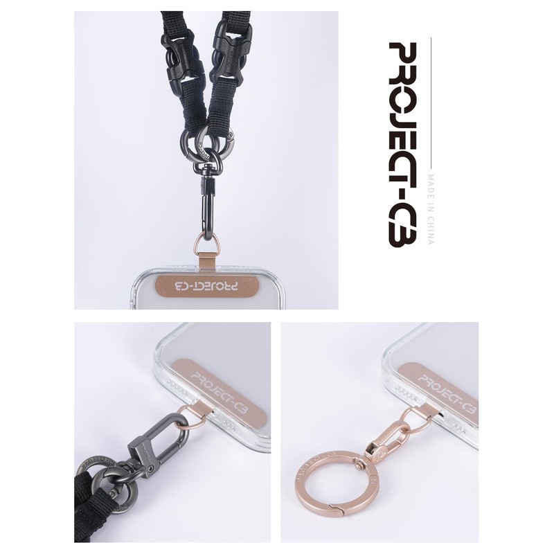 project-cb Phone Tether Tab 1,Spring Ring 1,Metal Patch,Phone Lanyard Patch