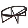 Polibi Modern Oval Glass Coffee Table, Solid Wood Base Tempered