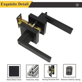 Probrico Matte Black Keyed Entry Door Lever, Heavy Duty Hardware for Exterior Front and Back Door,Lockable Entrance Universal Handling Handle Transitional Style Lock,1 Pack