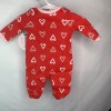 Koala Kids Baby Newborn Red Candy Cane Hearts Footed Romper