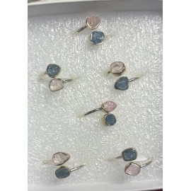 Natural Creations Aquamarine And Morganite thumb ring sterling silver size 7