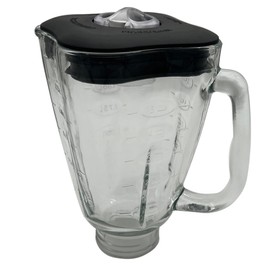Replacement 5 Cup Clover Shape Glass Blender Jar 084036-000-000 with lid,Compatible with Oster® blender models 6647, 6750, 6804, 6805, 6806, 6809, 6811, 6814, 6854, 6864, 6870. (black lid, Glass)