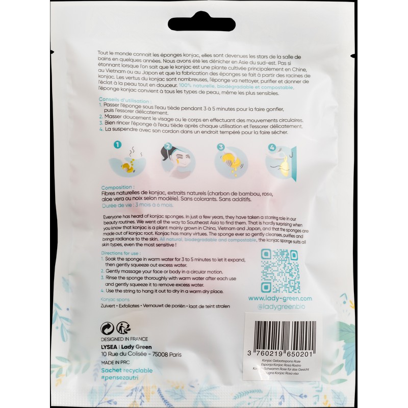 Lady Green Éponge Merveilleuse Rose Konjac Sponge - Limited Edition,