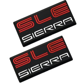 SSDD 2pcs New SLE Sierra Emblems Replacement for GMC 1500 2500 3500 Pillar Cab Roof Side Badge 88 89 90 91 (Red/Chrome) (CH-SLEsierra)