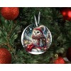 Twisted R Design Owl in Red Scarf Woodland Ceramic Ornament